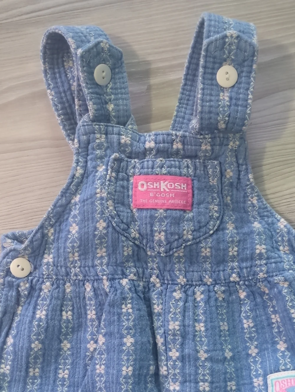 Vintage OshKosh B'gosh 18M Bubble Romper Overall Set Pink & Blue Floral Baby USA
